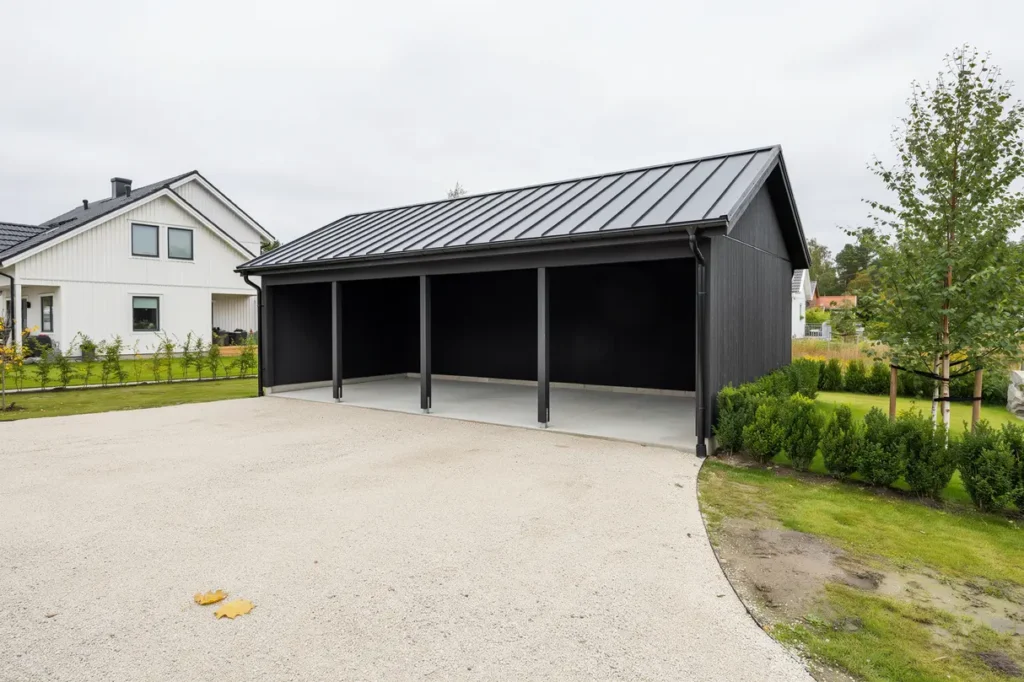 uppf rande av frist ende carport med pl ttak i trollb cken tyres